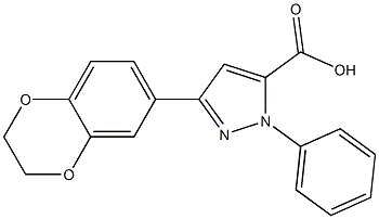 3-(2,3-Dihydro-1,4-benzodioxin-6-yl)-1-phenyl-1H-pyrazole-5-carboxylic acid Struktur