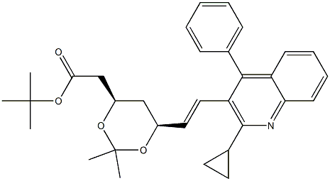 2-((4R,6S)-6-((E)-2-(2-Cyclopropyl-4-phenylquinolin-3-yl)vinyl)-2,2-diMethyl-1,3-dioxan-4-yl)acetic Acid tert-Butyl Ester Structure