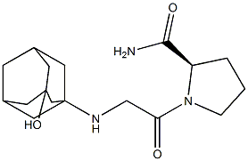 (R)-1-[2-(3-羟基-1-金刚烷胺基)-乙酰基]-2-甲酰胺基吡咯, , 结构式