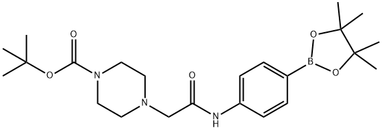tert-butyl 4-(2-oxo-2-((4-(4,4,5,5-tetraMethyl-1,3,2-dioxaborolan-2-yl)phenyl)aMino)ethyl)piperazine-1-carboxylate Struktur