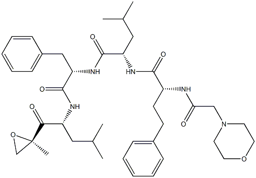 (S)-4-Methyl-N-((S)-1-(((R)-4-Methyl-1-((R)-2-Methyloxiran-2-yl)-1-oxopentan-2-yl)aMino)-1-oxo-3-phenylpropan-2-yl)-2-((R)-2-(2-MorpholinoacetaMido)-4-phenylbutanaMido)pentanaMide,,结构式