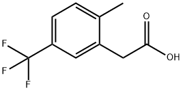 2-メチル-5-(トリフルオロメチル)フェニル酢酸 化学構造式