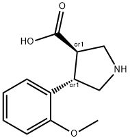 (+/-)-trans-4-(2-Methoxy-phenyl)-pyrrolidine-3-carboxylic acid Struktur