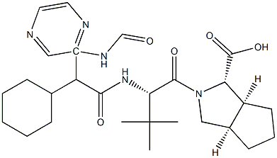 (1S,3aR,6aS)-2-((S)-2-((R)-2-cyclohexyl-2-(pyrazine-2-carboxaMido)acetaMido)-3,3-diMethylbutanoyl)octahydrocyclopenta[c]pyrrole-1-carboxylic acid Struktur