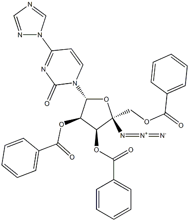 (2R,3S,4R,5R)-2-azido-2-((benzoyloxy)Methyl)-5-(2-oxo-4-(1H-1,2,4-triazol-1-yl)pyriMidin-1(2H)-yl)tetrahydrofuran-3,4-diyl dibenzoate 化学構造式