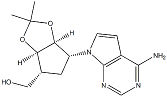 ((3aR,4R,6R,6aS)-6-(4-aMino-7H-pyrrolo[2,3-d]pyriMidin-7-yl)-2,2-diMethyl-tetrahydro-3aH-cyclopenta[d][1,3]dioxol-4-yl)Methanol Struktur