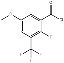 2-フルオロ-5-メトキシ-3-(トリフルオロメチル)ベンゾイルクロリド 化学構造式