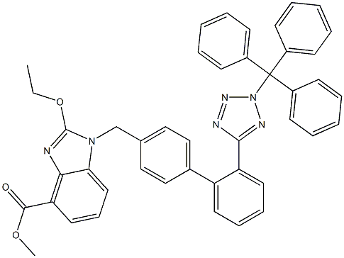 2-Ethoxy-1-[[2'-[2-(trityl)-2H-tetrazol-5-yl][1,1'-biphenyl]-4-yl]methyl]-1H-benzimidazole-4-carboxylic Acid Methyl Ester (Candesartan Impurity) Structure