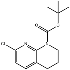 叔-丁基 7-氯-3,4-二氢-1,8-萘啶-1(2H)-甲酸基酯,679392-23-5,结构式
