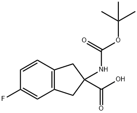 2-((叔丁氧基羰基)氨基)-5-氟-2,3-二氢-1H-茚-2-羧酸,1416440-32-8,结构式