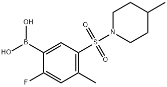(2-フルオロ-4-メチル-5-((4-メチルピペリジン-1-イル)スルホニル)フェニル)ボロン酸 化学構造式