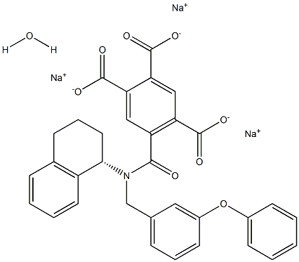 (S)-5-((3-phenoxybenzyl)(1,2,3,4-tetrahydronaphthalen-1-yl)carbaMoyl)benzene-1,2,4-tricarboxylic acid, sodiuM salt hydrate,,结构式