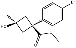 (1R,3R)-1-(4-溴苯基)-3-羟基-3-甲基环丁烷甲酸甲酯, 1431697-73-2, 结构式