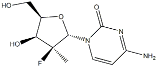 4-氨基-1-((2S,3S,4S,5R)-3-氟-4-羟基-5-(羟甲基)-3-甲基四氢呋喃-2-基)嘧啶-2(1H)-酮, , 结构式