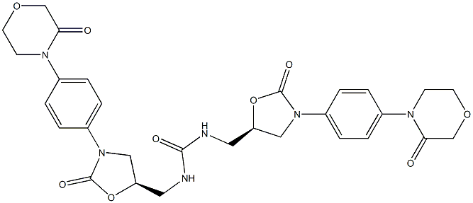 1,3-二(((R)-2-氧代-3-(4-(3-氧代吗啉代)苯基)噁唑烷-5-基)甲基)脲, , 结构式