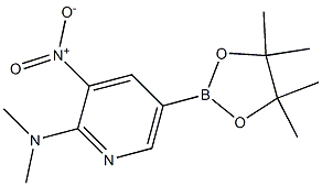 N,N-二甲基-3-硝基-5-(4,4,5,5-四甲基-1,3,2-二氧杂环戊硼烷-2-基)吡啶-2-胺, , 结构式