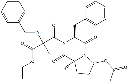 3-((3S,8aS)-6-Acetoxy-3-benzyl-1,4-dioxohexahydropyrrolo[1,2-a]pyrazin-2(1H)-yl)-2-(benzyloxy)-2-Methyl-3-oxopropanoic Acid Ethyl Ester Structure