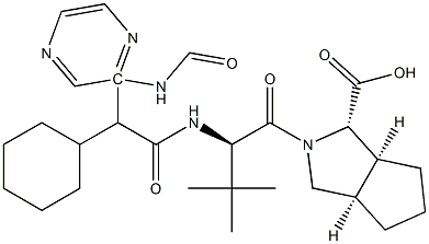 (1S,3aR,6aS)-2-((R)-2-((R)-2-cyclohexyl-2-(pyrazine-2-carboxaMido)acetaMido)-3,3-diMethylbutanoyl)octahydrocyclopenta[c]pyrrole-1-carboxylic acid Structure