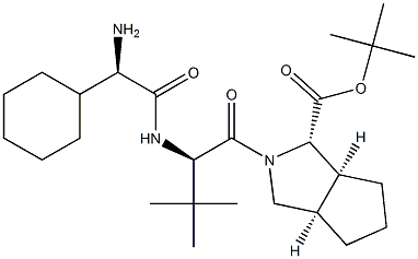 (1S,3AR,6AS)-2-((R)-2-((R)-2-氨基-2-环己基乙酰氨基)-3,3-二甲基丁酰基)八氢环戊二烯并[C]吡咯-1-甲酸叔丁酯,,结构式