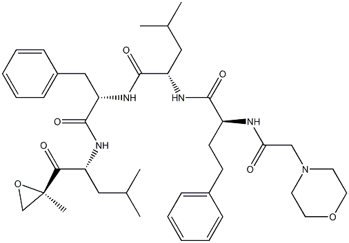 (S)-4-Methyl-N-((S)-1-(((R)-4-Methyl-1-((R)-2-Methyloxiran-2-yl)-1-oxopentan-2-yl)aMino)-1-oxo-3-phenylpropan-2-yl)-2-((S)-2-(2-MorpholinoacetaMido)-4-phenylbutanaMido)pentanaMide Structure