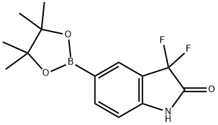 3,3-ジフルオロ-5-(4,4,5,5-テトラメチル-1,3,2-ジオキサボロラン-2-イル)インドリン-2-オン 化学構造式
