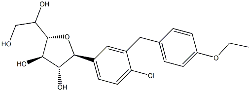 (2S,3R,4R)-2-(4-chloro-3-(4-ethoxybenzyl)phenyl)-5-((S)-1,2-dihydroxyethyl)tetrahydrofuran-3,4-diol Structure