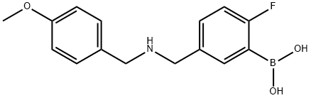 (2-フルオロ-5-(((4-メトキシベンジル)アミノ)メチル)フェニル)ボロン酸 化学構造式