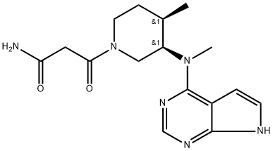 3-((3R,4R)-4-Methyl-3-(Methyl(7H-pyrrolo[2,3-d]pyriMidin-4-yl)aMino)piperidin-1-yl)-3-oxopropanaMide 化学構造式