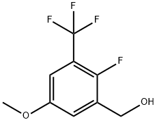 2-フルオロ-5-メトキシ-3-(トリフルオロメチル)ベンジルアルコール 化学構造式