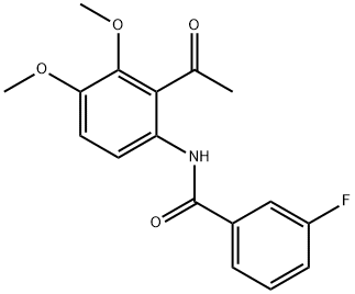 N-(2-アセチル-3,4-ジメトキシフェニル)-3-フルオロベンズアミド 化学構造式