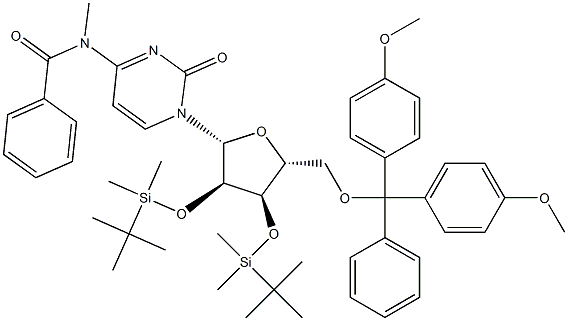 N4-Benzoyl-2',3'-di-O-(t-butyldiMethylsilyl)-5'-O-(4,4'-diMethoxytrityl)-N4-Methylcytidine 结构式