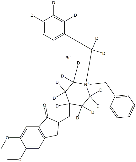 4-[(2,3-Dihydro-5,6-diMethoxy-1-oxo-1H-inden-2-yl)Methyl]-1,1-bis(phenylMethyl)piperidiniuM-d14 BroMide Structure