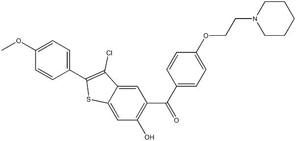 (3-Chloro-6-hydroxy-2-(4-Methoxyphenyl)benzo[b]thiophen-5-yl)(4-(2-(piperidin-1-yl)ethoxy)phenyl)Methanone Structure
