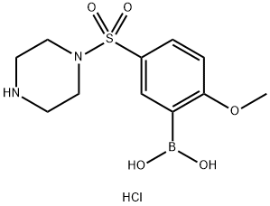 (2-メトキシ-5-(ピペラジン-1-イルスルホニル)フェニル)ボロン酸塩酸塩 化学構造式