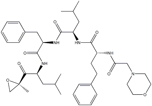 (R)-4-Methyl-N-((R)-1-(((S)-4-Methyl-1-((R)-2-Methyloxiran-2-yl)-1-oxopentan-2-yl)aMino)-1-oxo-3-phenylpropan-2-yl)-2-((R)-2-(2-MorpholinoacetaMido)-4-phenylbutanaMido)pentanaMide Struktur