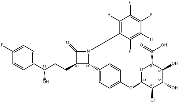 Ezetimibe-d4 -D-Glucuronide, >85%, 1426174-41-5, 结构式