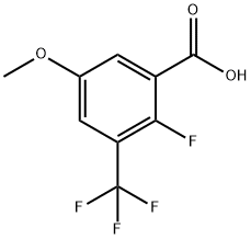 2-フルオロ-5-メトキシ-3-(トリフルオロメチル)安息香酸 化学構造式