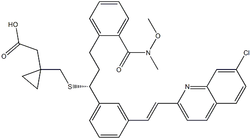 (R,E)-2-(1-(((1-(3-(2-(7-Chloroquinolin-2-yl)vinyl)phenyl)-3-(2-(Methoxy(Methyl)carbaMoyl)phenyl)propyl)thio)Methyl)cyclopropyl)acetic Acid Struktur