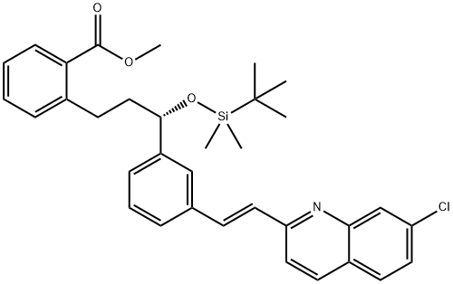 (S,E)-2-(3-((tert-ButyldiMethylsilyl)oxy)-3-(3-(2-(7-chloroquinolin-2-yl)vinyl)phenyl)propyl)benzoic Acid Methyl Ester, 1772578-77-4, 结构式