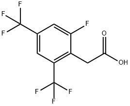 2-フルオロ-4,6-ビス(トリフルオロメチル)フェニル酢酸 化学構造式