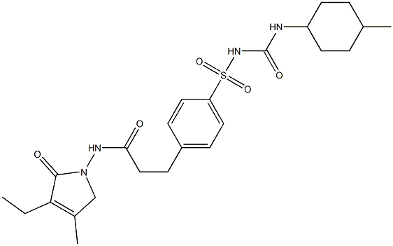 IMp. D (EP): 1-[[3-[2-[[(3-Ethyl-4-Methyl-2-oxo-2,3-dihydro-1H-pyrrol-1-yl)carbonyl]aMino]ethyl]- phenyl]sulphonyl]-3-(trans-4-Methylcyclohexyl)- urea Struktur
