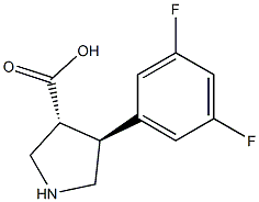 (+/-)-trans-4-(3,5-difloro-phenyl)-pyrrolidine-3-carboxylic acid,,结构式