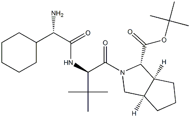 (1S,3AR,6AS)-2-((R)-2-((S)-2-氨基-2-环己基乙酰氨基)-3,3-二甲基丁酰基)八氢环戊二烯并[C]吡咯-1-甲酸叔丁酯, , 结构式