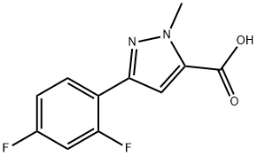 3-(2,4-ジフルオロフェニル)-1-メチル-1H-ピラゾール-5-カルボン酸 化学構造式