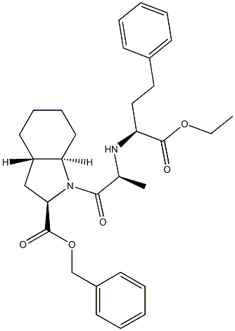 (2R,3aS,7aR)-1-[(2S)-2-[[(1S)-1-(Ethoxycarbonyl)-3-phenylpropyl]amino]-1-oxopropyl]octahydro-1H-indole-2-carboxylic Acid Benzyl Ester Structure