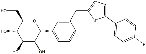 (2R,3R,4R,5S,6R)-2-(3-((5-(4-fluorophenyl)thiophen-2-yl)Methyl)-4-Methylphenyl)-6-(hydroxyMethyl)tetrahydro-2H-pyran-3,4,5-triol 化学構造式