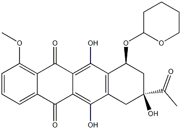 (8S,10S)-8-Acetyl-6,8,11-trihydroxy-1-Methoxy-10-((tetrahydro-2H-pyran-2-yl)oxy)-7,8,9,10-tetrahydrotetracene-5,12-dione Structure