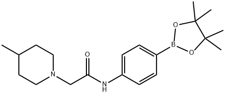 2-(4-メチルピペリジン-1-イル)-N-(4-(4,4,5,5-テトラメチル-1,3,2-ジオキサボロラン-2-イル)フェニル)アセトアミド 化学構造式