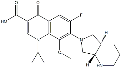 1-cyclopropyl-6-fluoro-1,4-dihydro-7-((4aR,7aS)-octahydropyrrolo [3,4-b]pyridin-6-yl)-8-Methoxy-4-oxoquinoline-3-carboxylic acid Structure