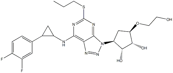(1R,2R,3S,5R)-3-(7-((2-(3,4-difluorophenyl)cyclopropyl)aMino)-5-(propylthio)-3H-[1,2,3]triazolo[4,5-d]pyriMidin-3-yl)-5-(2-hydroxyethoxy)cyclopentane-1,2-diol Structure
